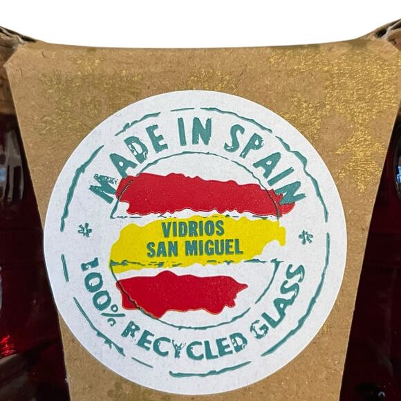 Vidrios San Miguel Red Glass Snowman Jars Set Of 2 New In Box Made In Spain - Picture 3 of 15